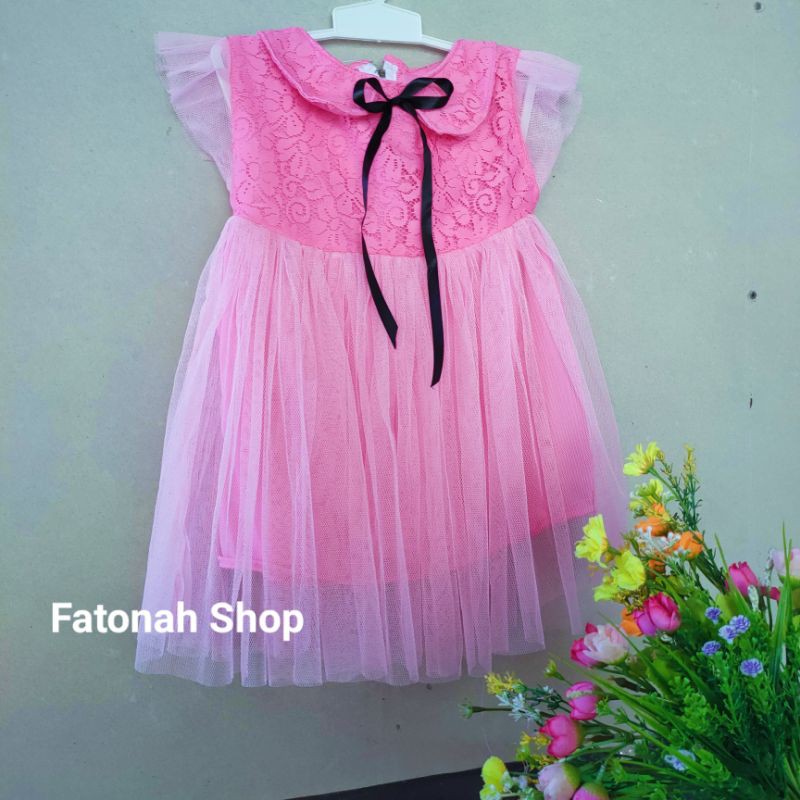 Dress anak cewek 1 2 tahun gaun tutu anak Pakaian anak cewek perempuan brokat mewah ( dress Anne )