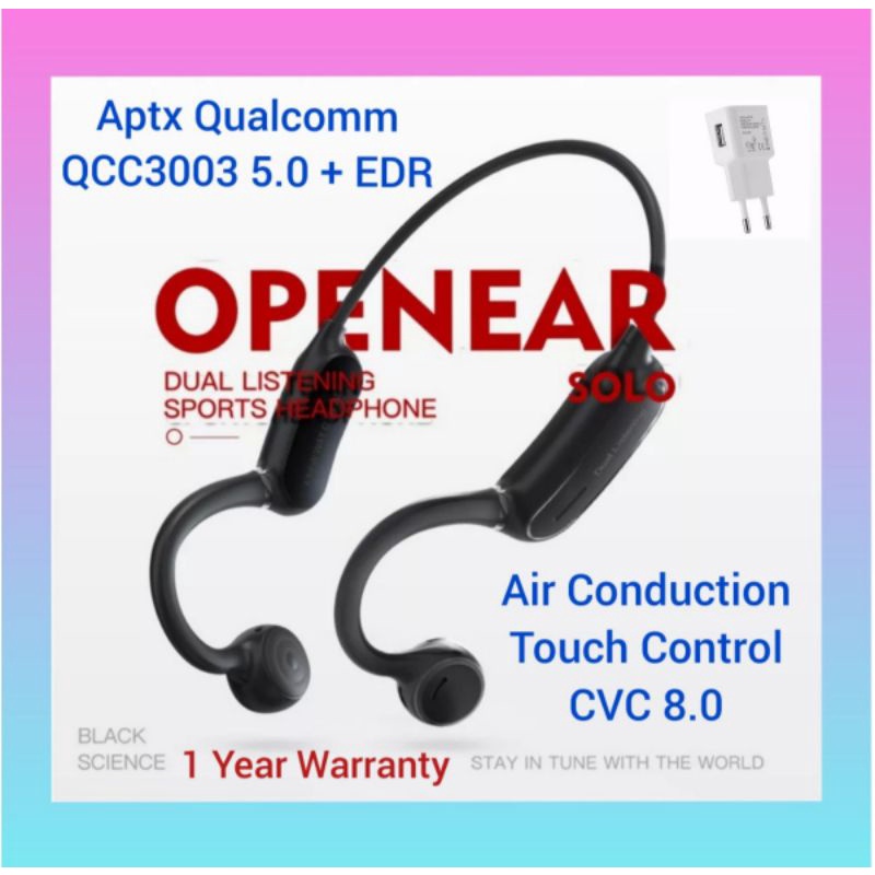 Openear Solo Conduction Aptx Qualcomm CVC 8.0 Earphone Headphone Bluetooth 5.0 For Sports