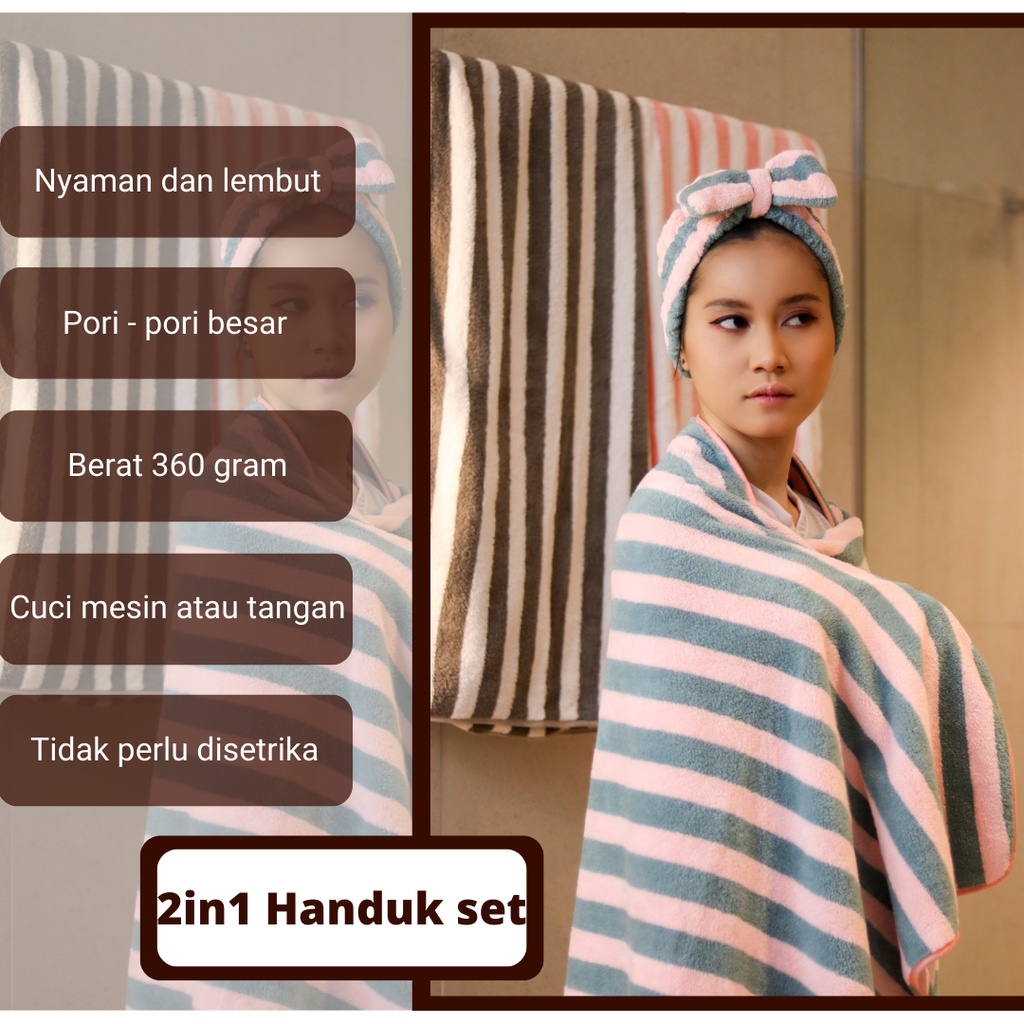 Handuk Couple Handuk Souvenir Handuk &amp; Handuk Keramas Handuk Set 2in1