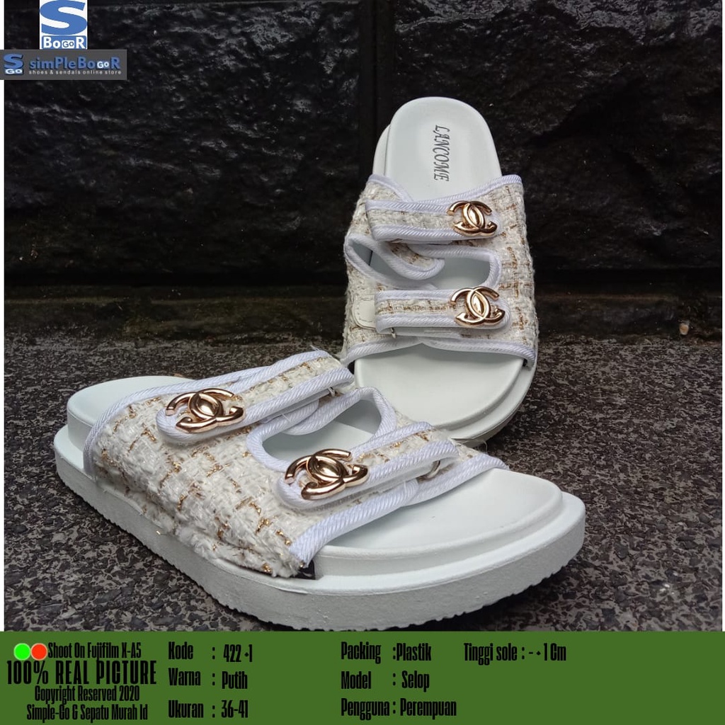 sandal wanita fashion import terbaru size 36-41 kode 422+1 White