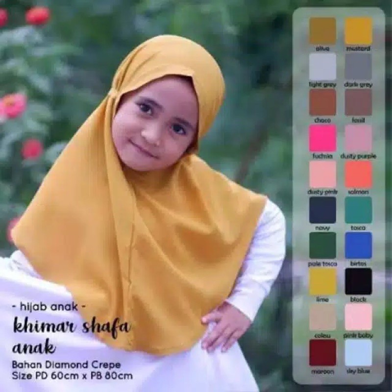 (KJI) HIJAB ANAK SHAFA BERGO TALI INSTAN DIAMOND CREPE PREMIUM