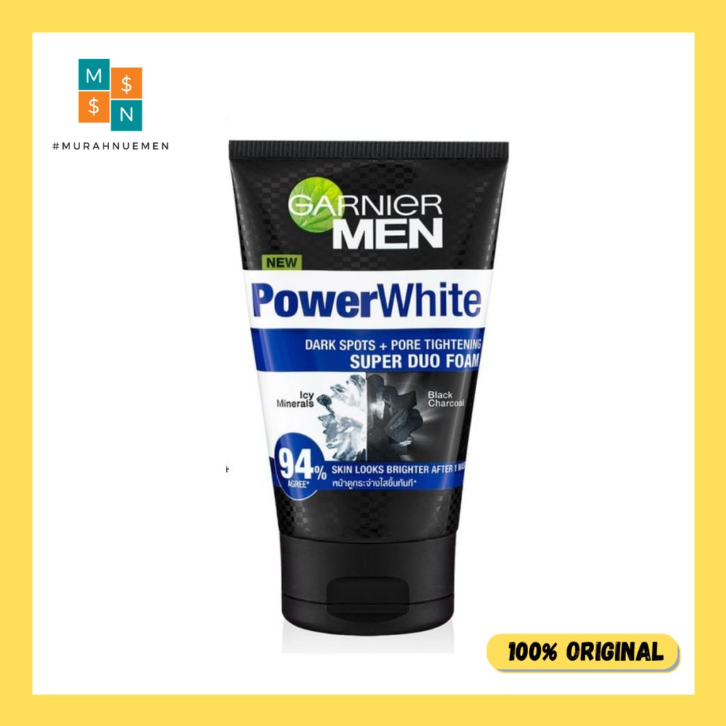 Garnier Men Power White Super Duo Foam 100 ml - Sabun Muka