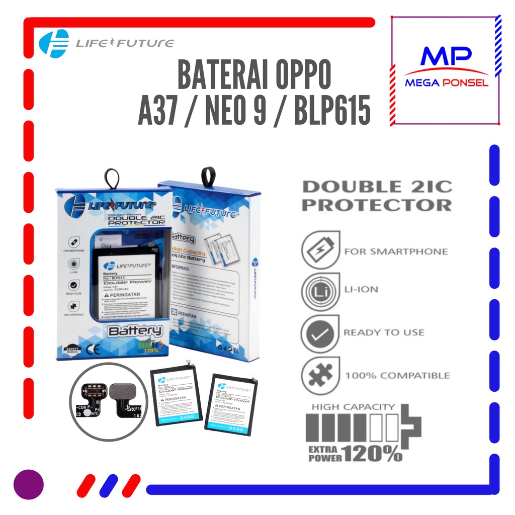 Baterai Oppo A37 / Oppo Neo 9 / Oppo BLP615 Life Future