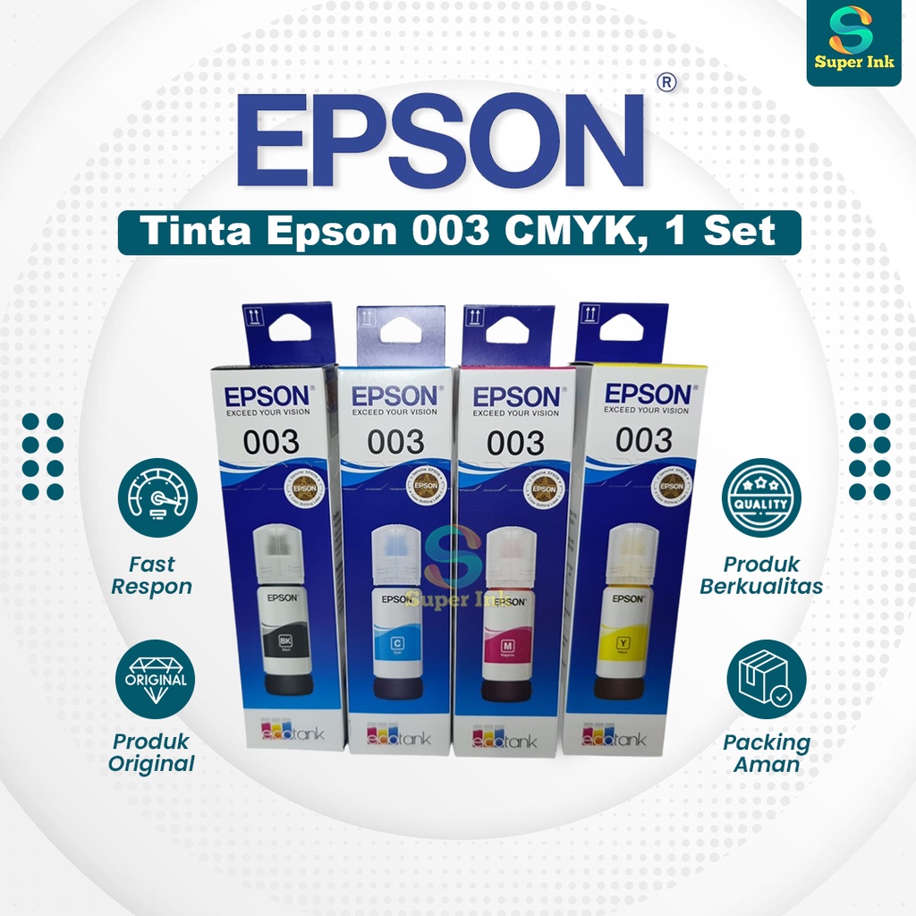 Jual Tinta Printer Epson 003 Cyanmagentayellowblack Original 100 L1110 L3100 L3101 L3110