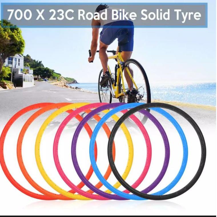 {AMS.22Oc21ĸ} BAN PADAT ANTI BOCOR BAN SEPEDA FIXIE TUBLESS, BAN MATI TANPA ANGIN