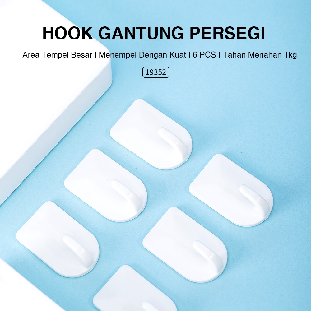 Deli Hanger Hook Up 1 Kg-Hold Gantungan Tempel Dinding Untuk Berat 1 Kg 3/6 pcs 19351 19352