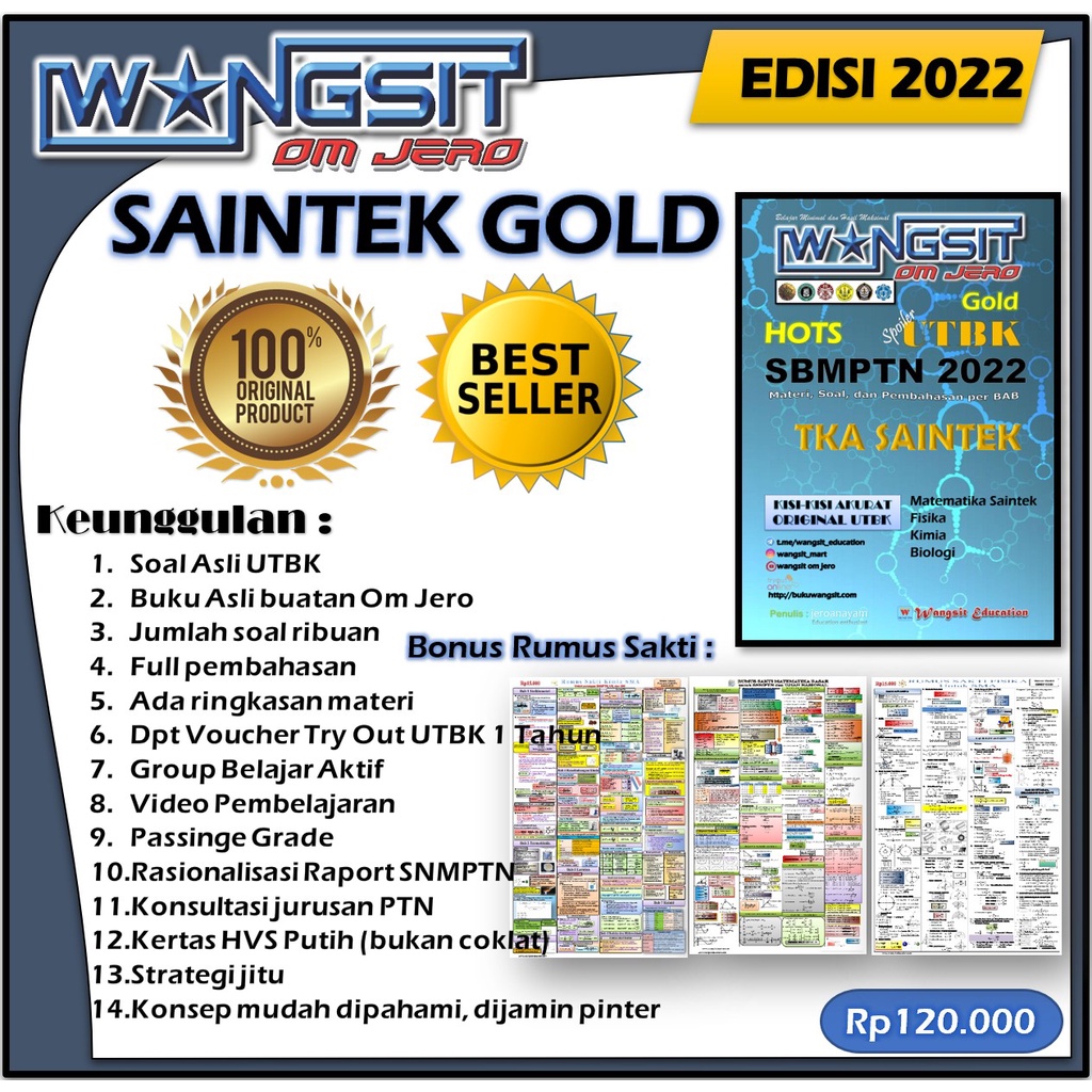 SAINTEK GOLD Buku Wangsit Om Jero UTBK SBMPTN + 3 rumus