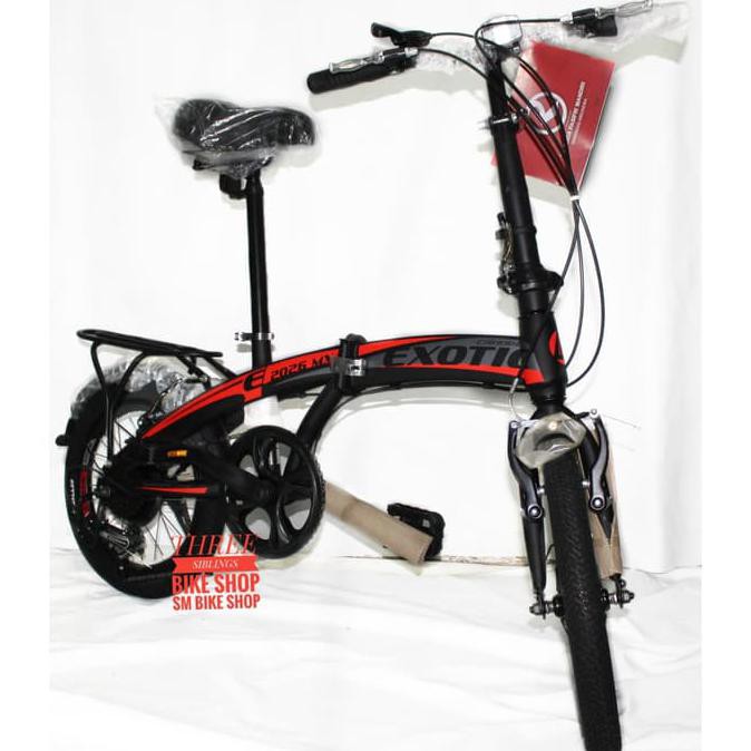 Sepeda Lipat Exotic 2026 Mx 16 Inch Black Red Alloy 7 Speed Benisarmono