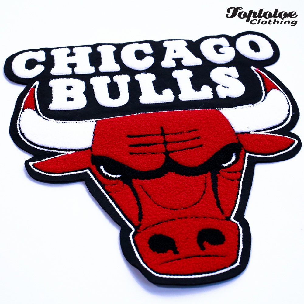 Patch Chenille Embroidery Chicago Bulls Aplikasi Crewneck