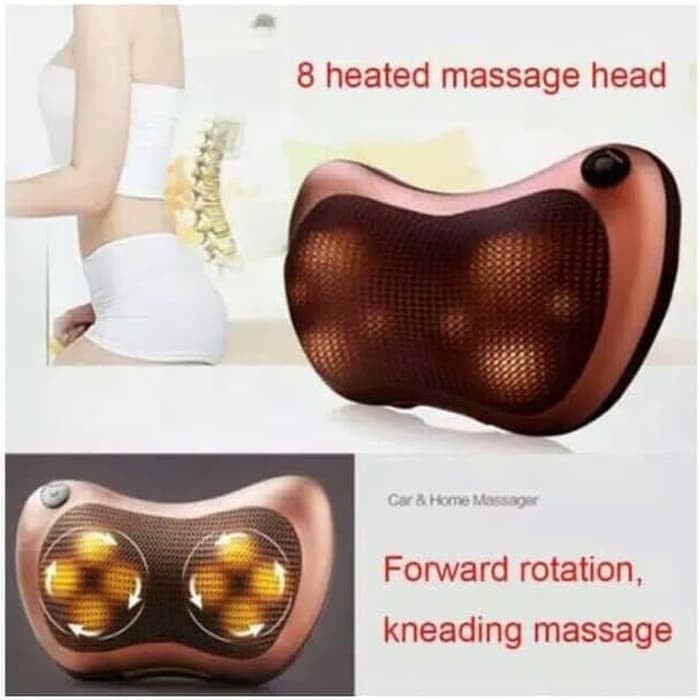 BANTAL PIJAT LEHER, PUNGGUNG, PUNDAK, BOKONG SHIATSU MOBIL CAR HEAT NECK MASSAGE PILLOW INFRARED