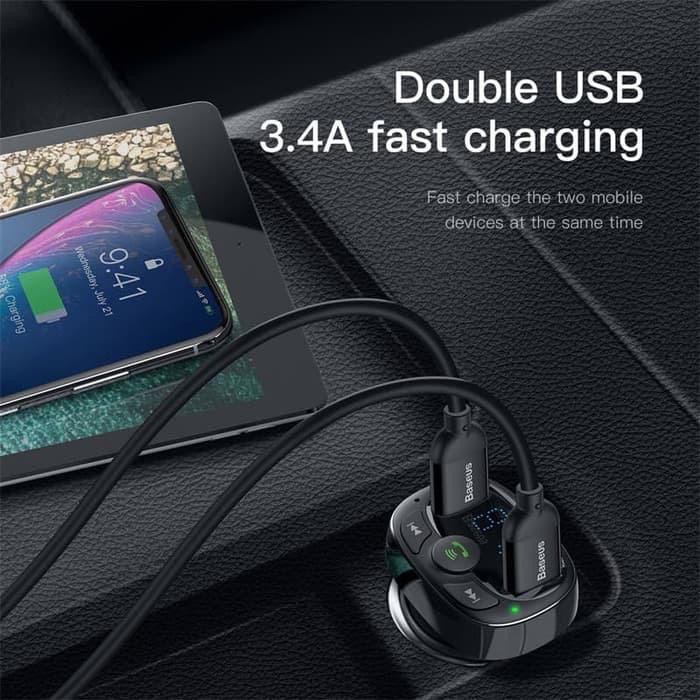 Baseus Car Charger FM Transmitter Modulator / S09 - Dual USB - MP3 Player