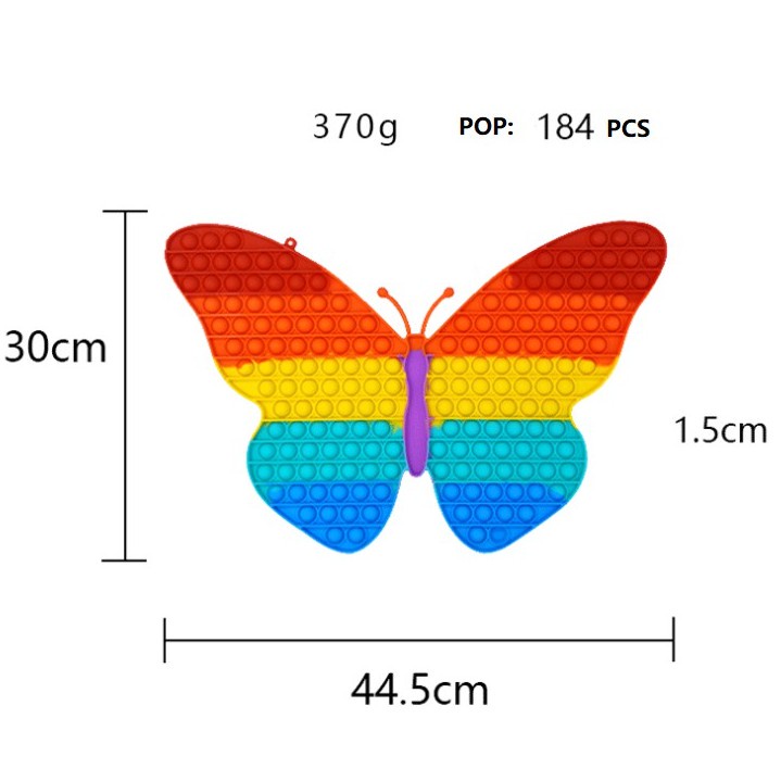 Oppolia Pop it Jumbo Rainbow Pop It Fidget Toys Mainan Pop it Anak Push Bubble Toys 30 x 44 cm-Kupu Rainbow Jumbo