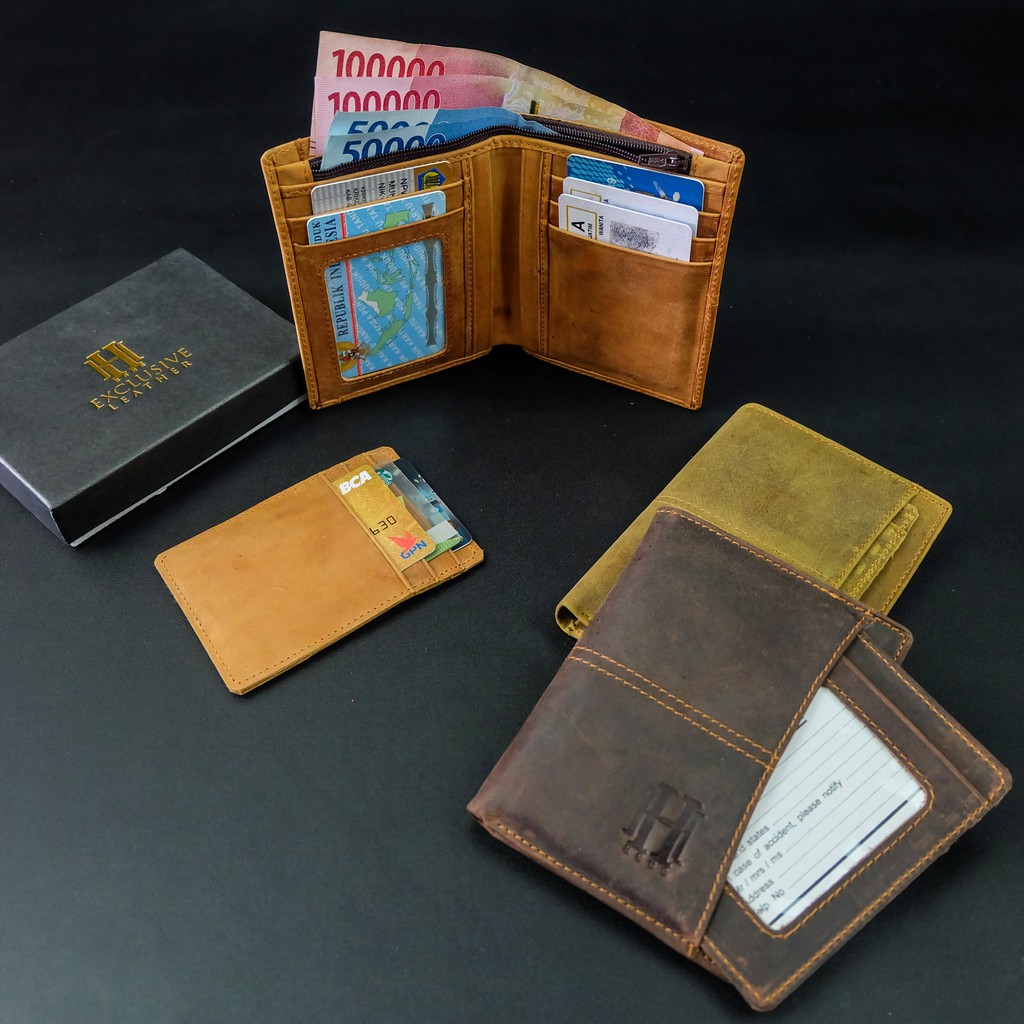 Dompet SMOGEN Dompet lipat dompet  kartu dompet multifungsi bahan kulit asli pria laki perempuan