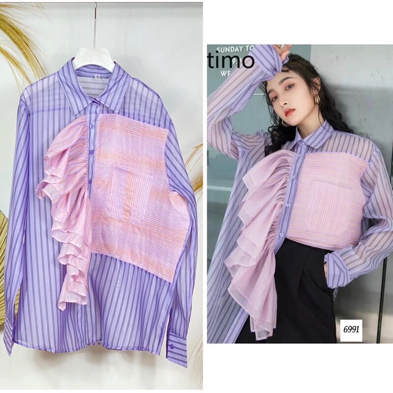 KEMEJA MANGO FLOWER IMPORT / BASIC SATEEN OVERSIZE SHIRT IMPORT E5