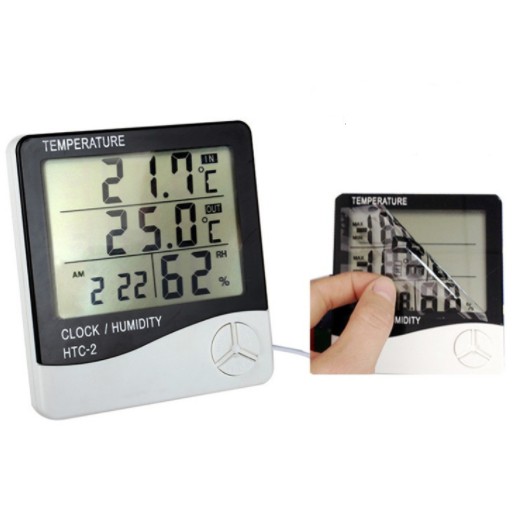 Pengukur Suhu Ruangan HTC 2 Hygrometer Digital Temperature Humidity with Clock Alarm Calendar