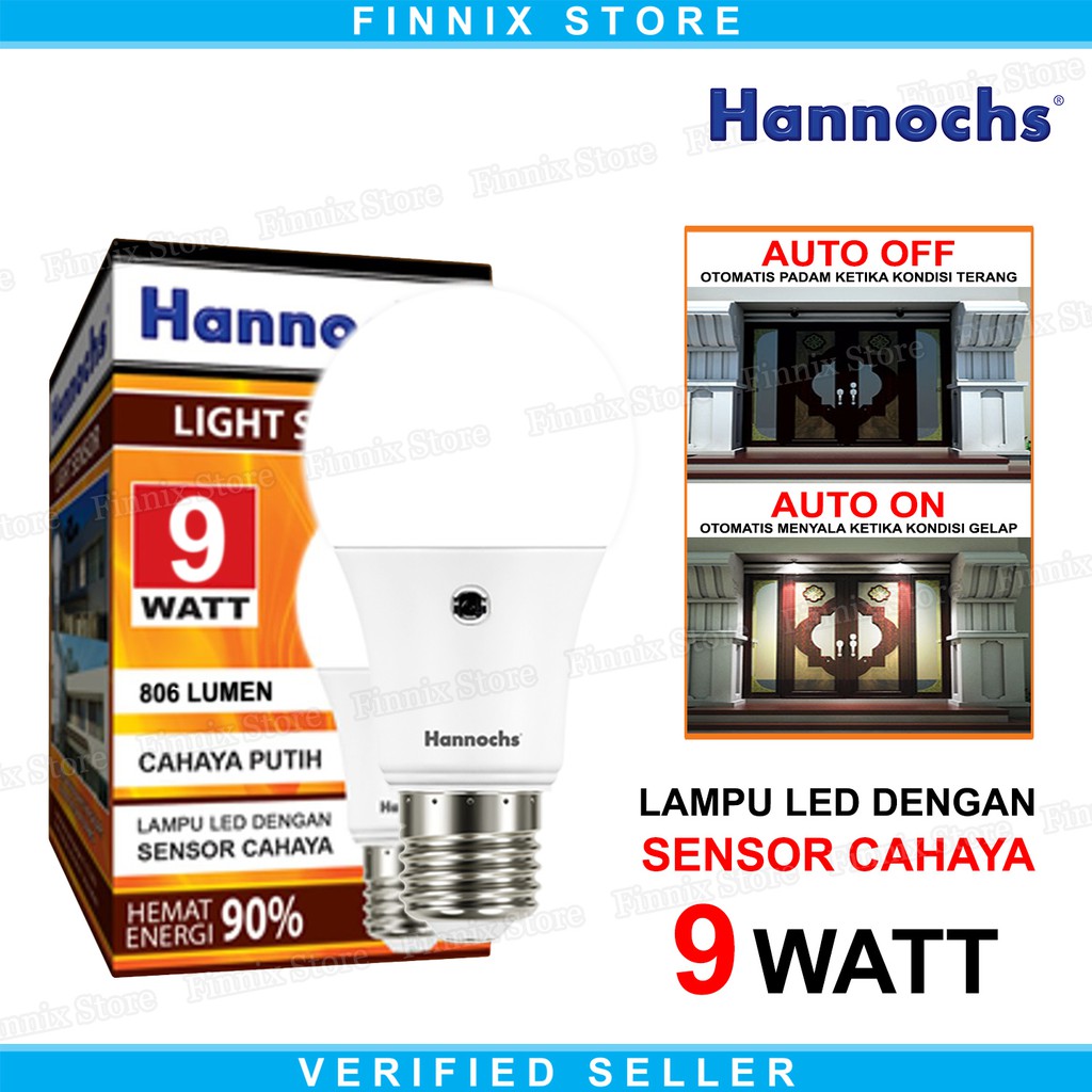 Hannochs Light Sensor 9 Watt Bola Lampu Bohlam LED Sensor Cahaya