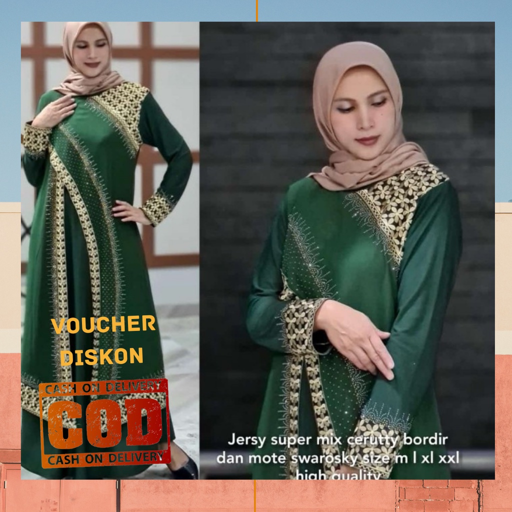abaya turki/baju gamis arab #1175 hijau botol - Hijau, M