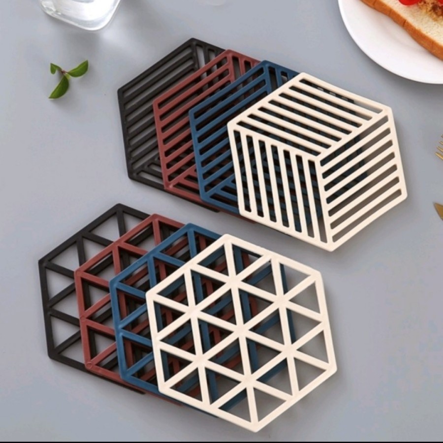 Tatakan Hexagon Silikon Pad Meja Makan Dapur Alas Gelas Cangkir Kopi A