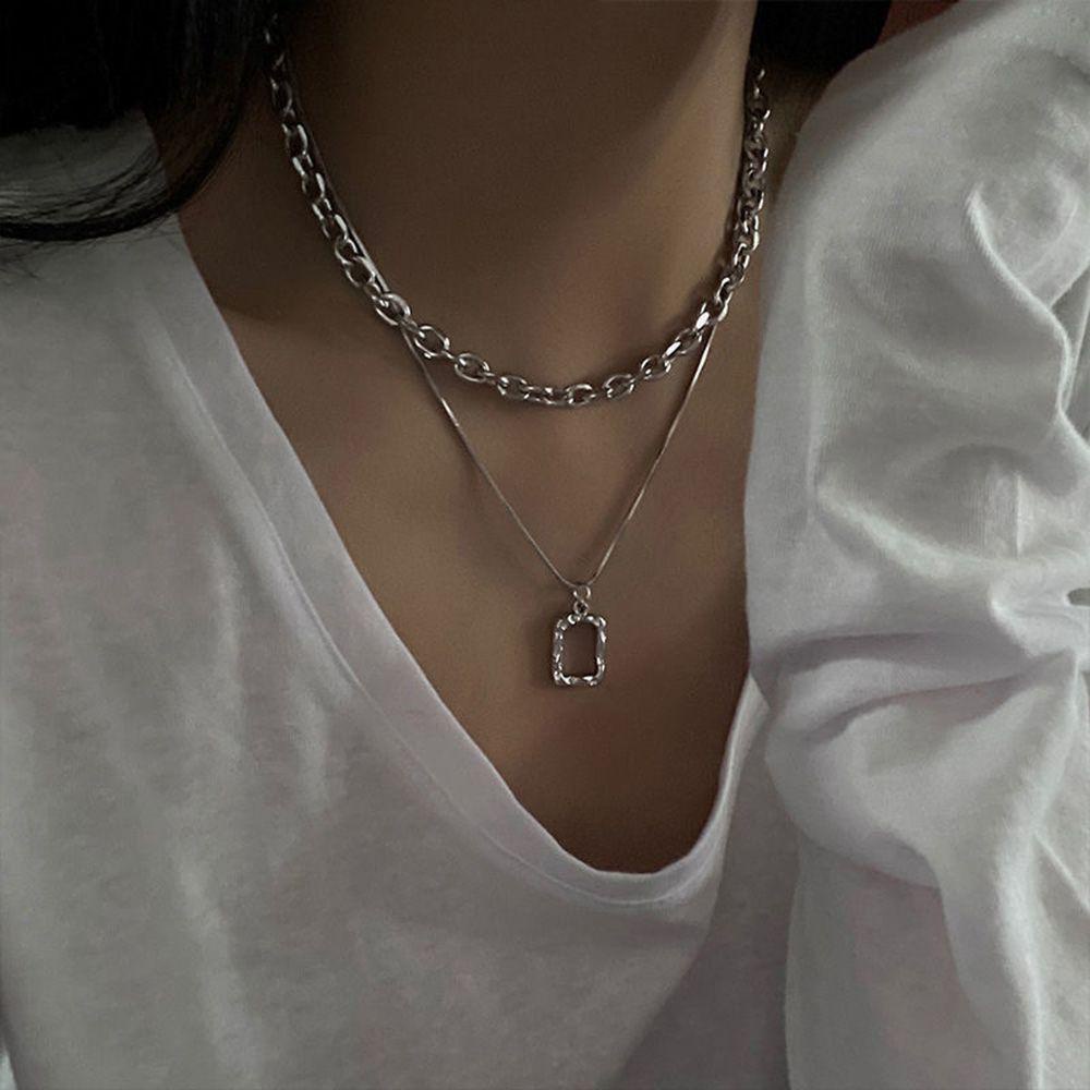 Kalung Multilayer Bahan Stainless Steel Untuk Pria Dan Wanita