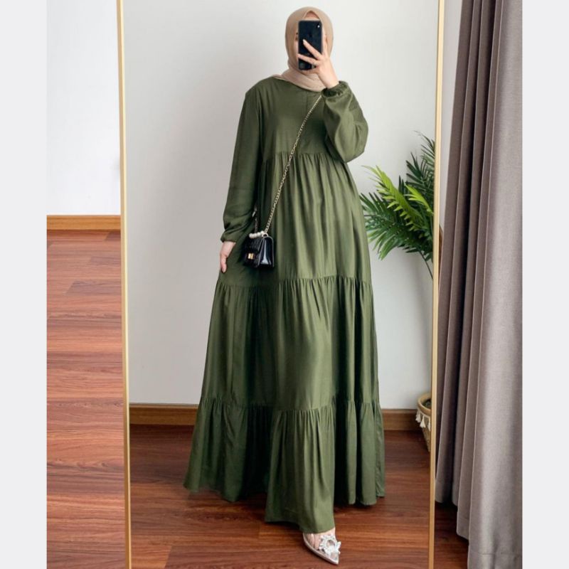 Orimoza Amanda gamis susun rayon viscose-HD AMANDA ARMYLD106