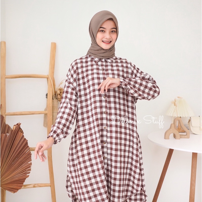 Gingham oversize tunik