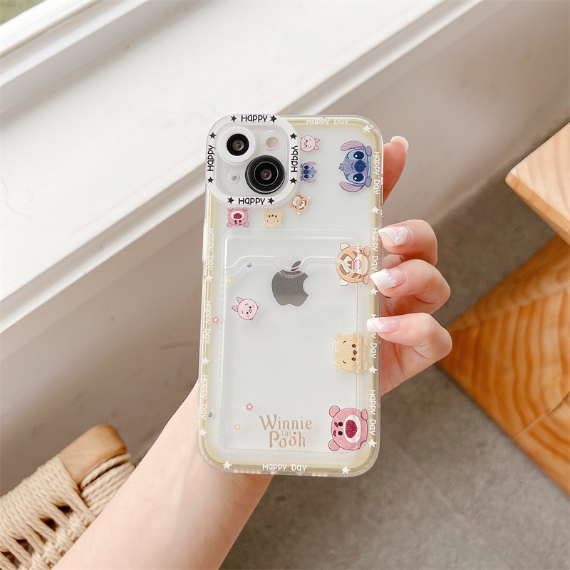 Soft Case TPU Motif Beruang Strawberry Untuk IPhone 14 13 11 Pro Max 8 7 Plus X XS XR