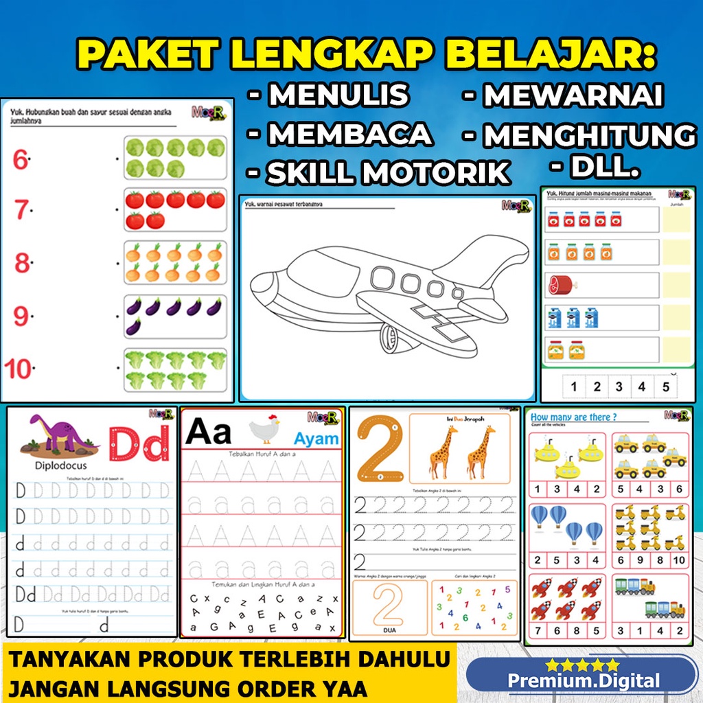 Jual Worksheet 500+ Halaman / Latihan Menulis Anak / Latihan Membaca ...