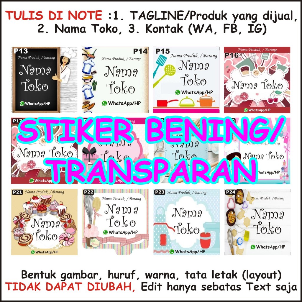 

(BENING-8)STIKER PERSEGI ISI 70 /STIKER KEMASAN/STIKER PRODUK/STIKER TOPLES/STIKER MAKANAN/BOTOL