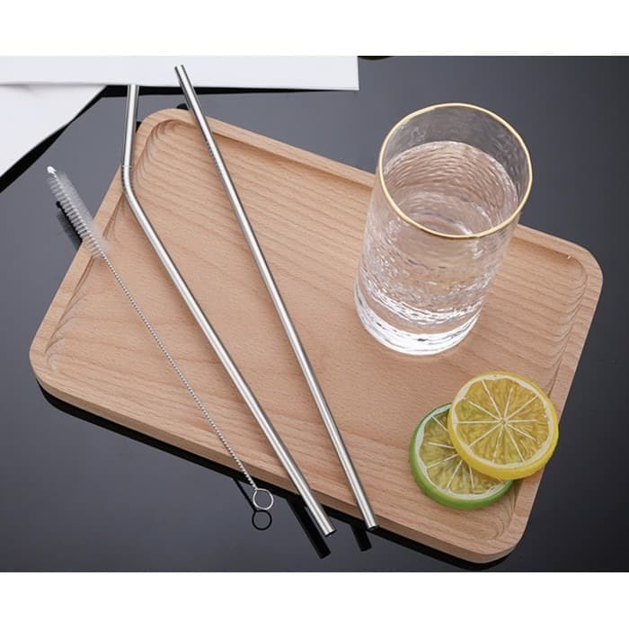 Set Sedotan Stainless Isi 3 Tanpa Pouch / Stainless Steel Straws Premium