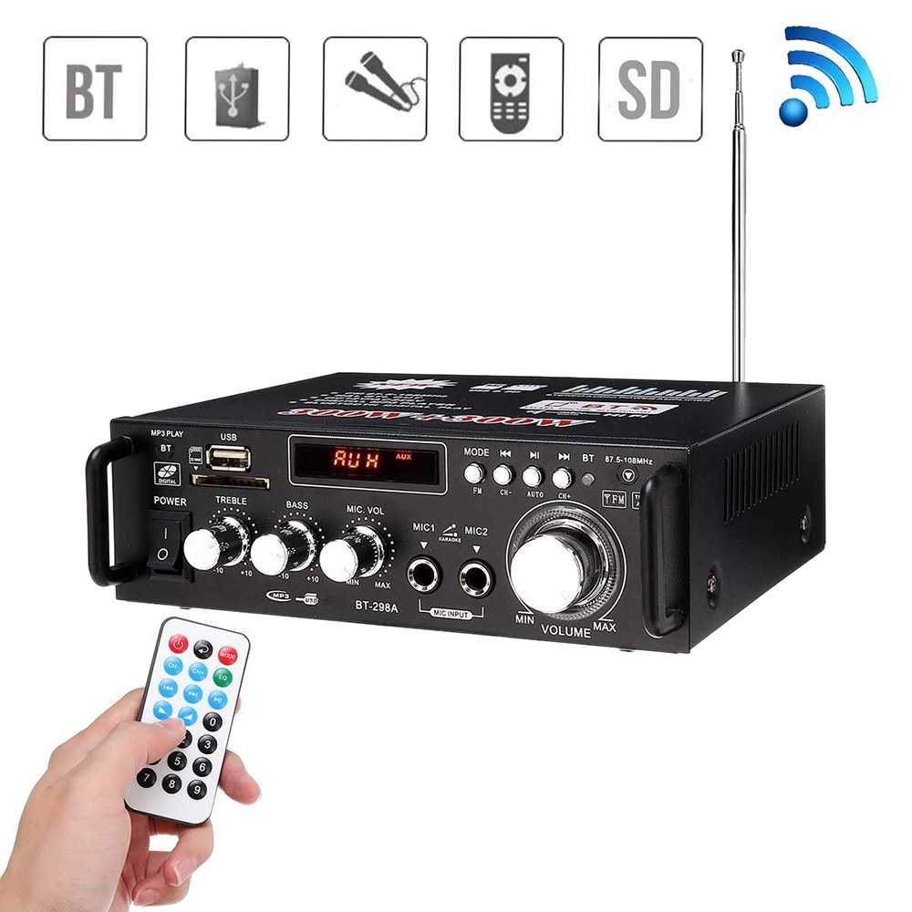 Audio power Amplifier Home Theater FM radio Bluetooth EQ 600W multi fungsi amplifier mic + remote