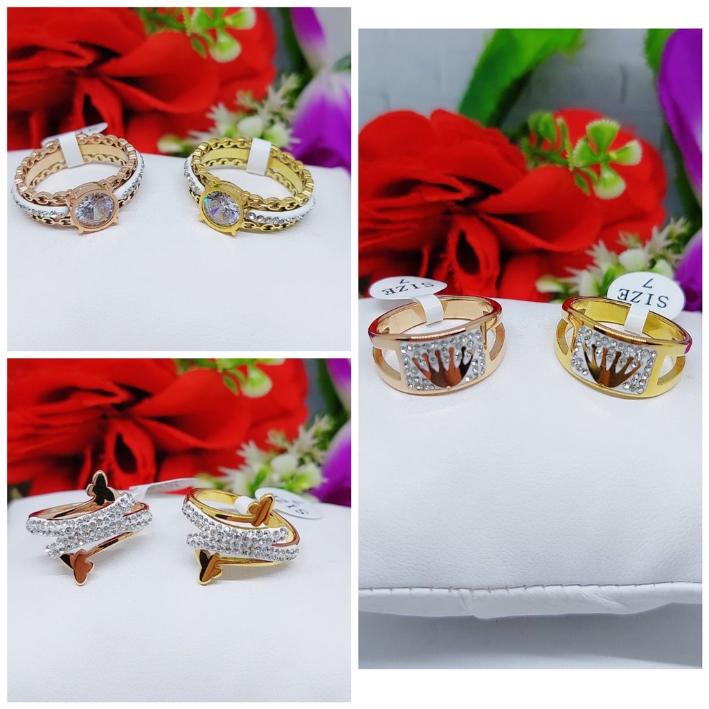 Cincin titanium permata Perhiasan wanita 0063-0065