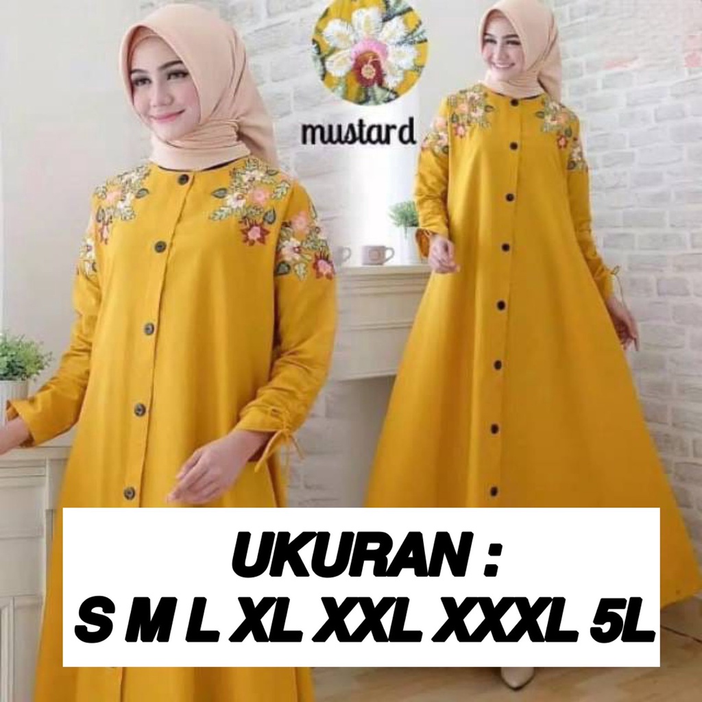 BUY 1 GET 1FREE | 5L XXXL XXL XL L M S |  AYESHA MAXI | BORDIR ASLI CANTIK BEST SELLER | GAMIS BIG SIZE