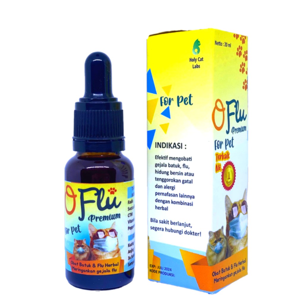 Obat Batuk Herbal OFLU Premium Obat Flu Tetes untuk Kucing dan Anjing 20ml