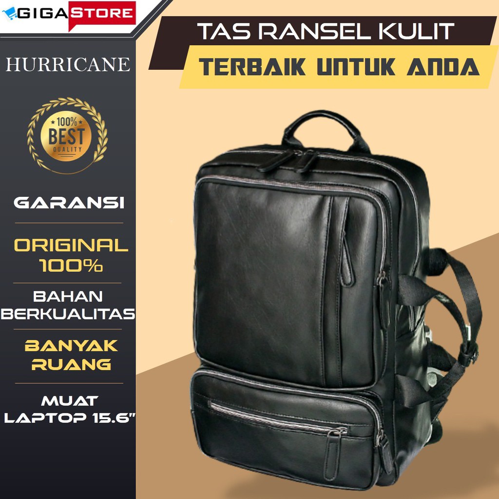 Tas Punggung Gendong Backpack HRCN Ransel Pria Kulit Asli Original Cowo Cowok Laki Laki Import Murah