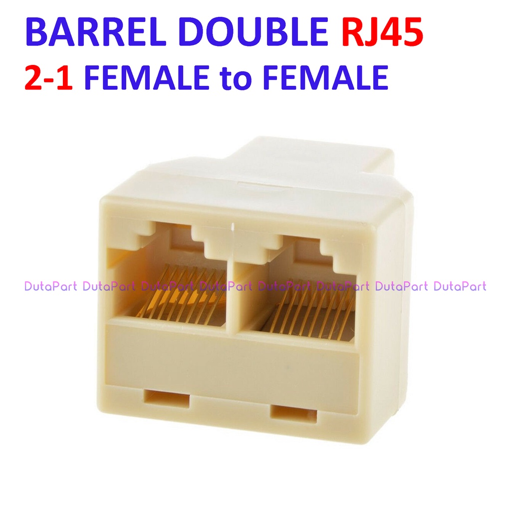 Barrel Double RJ45 RJ-45 Cabang Spliter Barel Konektor Kabel LAN UTP