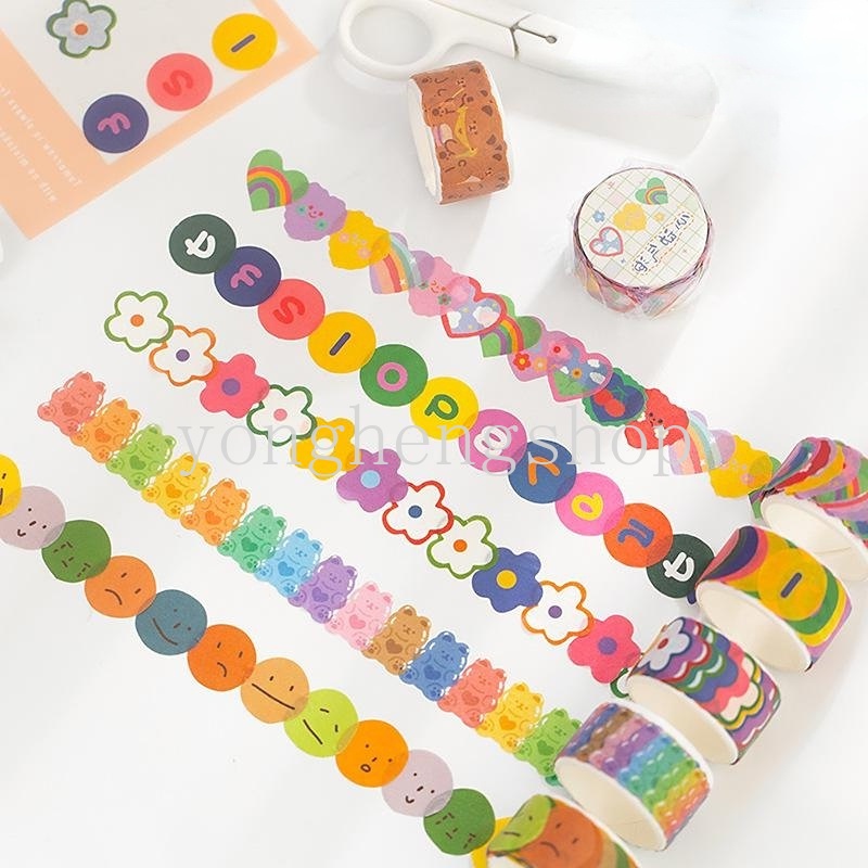 100pcs / Roll Stiker Kertas / Selotip Washi Motif Kartun Lucu Untuk Dekorasi Scrapbook / Jurnal / Craft DIY