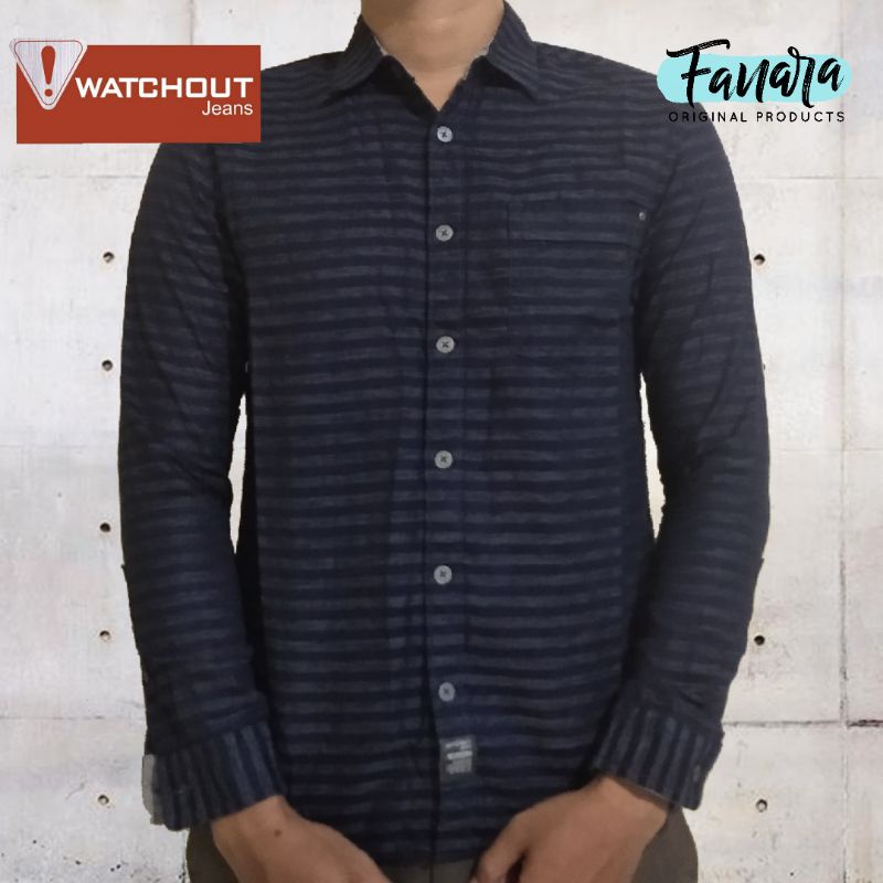 Kemeja lengan panjang WATCHOUT JEANS original NAVY-JS302520127