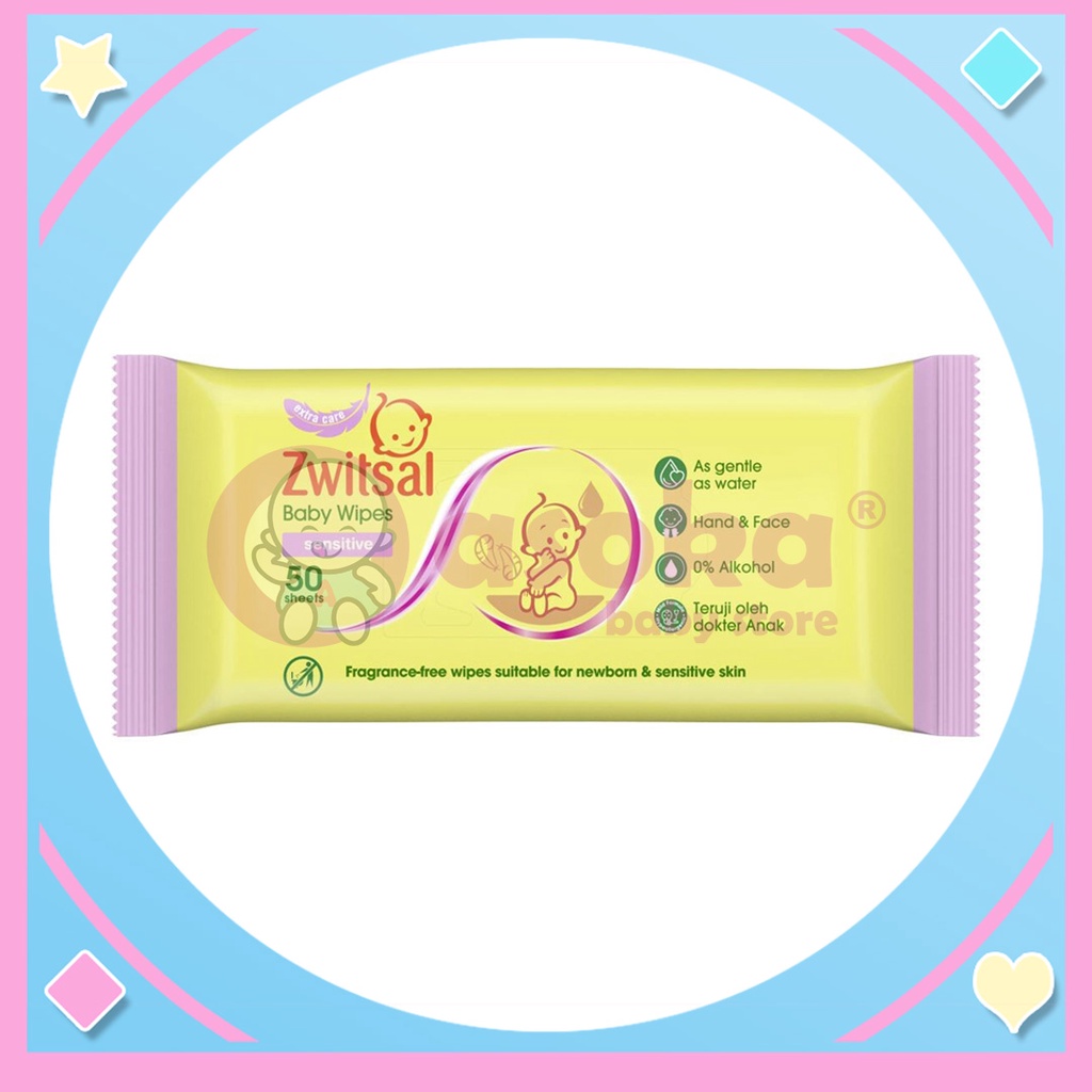 Zwitsal Baby Wipes Sensitive - Tissue Basah Sensitive 50 Sheets ASOKA