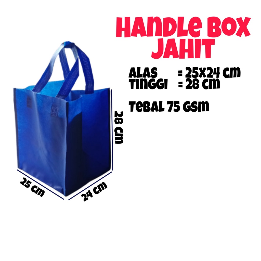 

Tas Spunbond Handle Box Jahit 25x28x24 cm goodie bag kotak/tas belanja,tas souvenir,promosi,ultah,tas kain polos