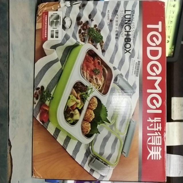 Kotak Bekal Lunchbox Stainless Anti Tumpah Tedemei 6540  Pink Green Blue