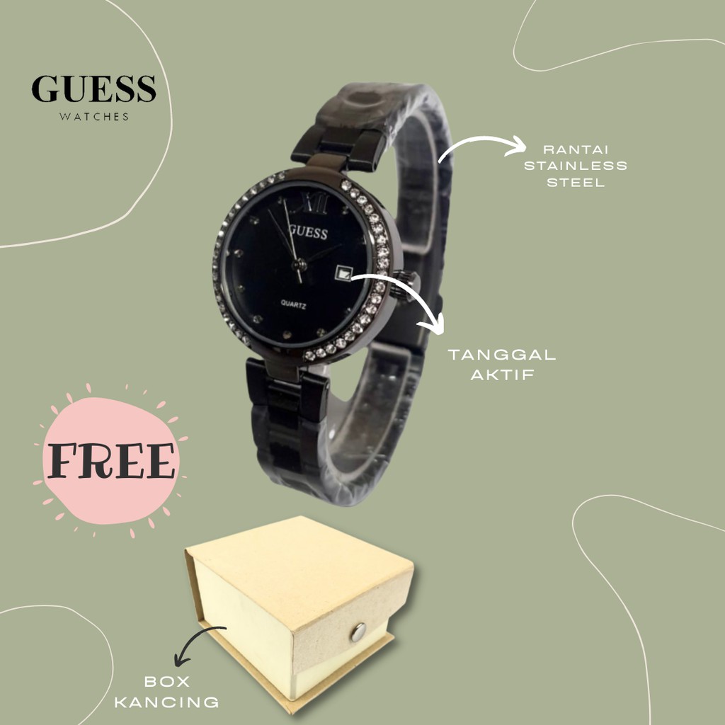 BEST SELLER - JAM TANGAN WANITA CEWEK GUESS COLLECTION SUPER MEWAH ELEGANT GC898 FREE BOX