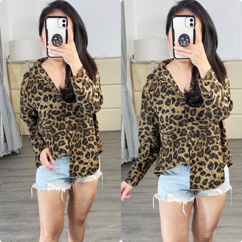 kemeja bigsize leopard Ld 110 , kemeja leopard