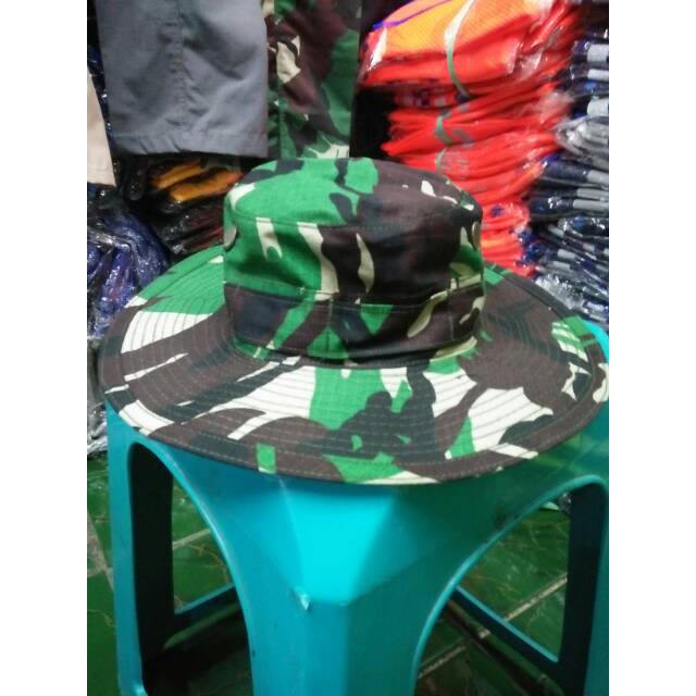 Terlaris topi rimba bahan ribstok motif loreng