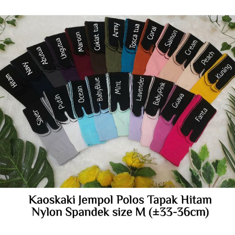 Kaoskaki jempol POLOS TAPAK HITAM warna muslimah (Nylon Spandek)