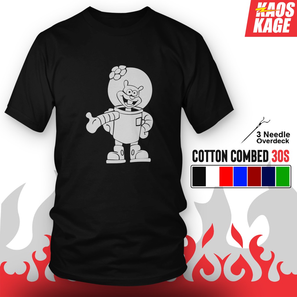 Kaos Baju Distro SANDY CHEEKS 100 % Cotton Combed 30s Unisex / T SHIRT Kartun Spongebob Squarepants