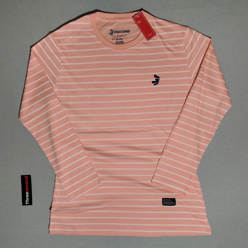 KAOS LENGAN PANJANG WANITA THREE SECOND T-SHIRT REGLAN DISTRO 3SECOND CEWEK TERBARU WARNA SALEM