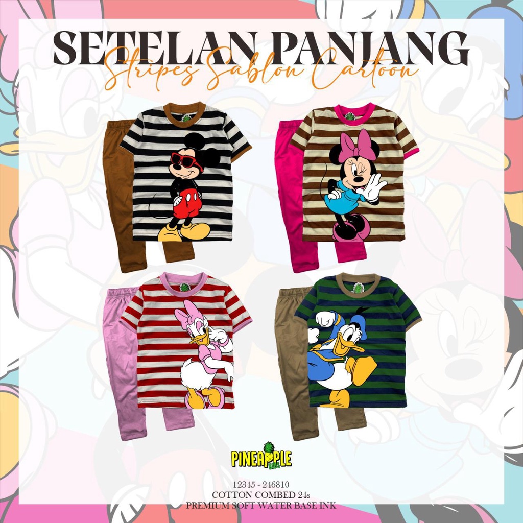 Setelan Panjang Baju Anak Motif Disney 2-8 Thn by Pineapple Kids
