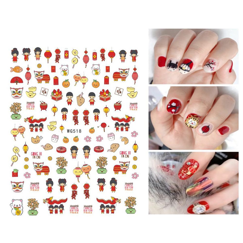 Stiker Kuku 3d Desain Kucing Keberuntungan Tahun Baru China Untuk Dekorasi Manicure Nail Art Diy 2021