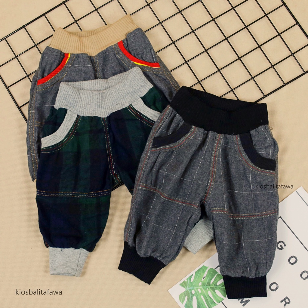 Jogger Bobo uk Bayi 3-12 Bulan / Celana Anak Laki Perempuan Polos Joger Pants 3per4 Pants Baby