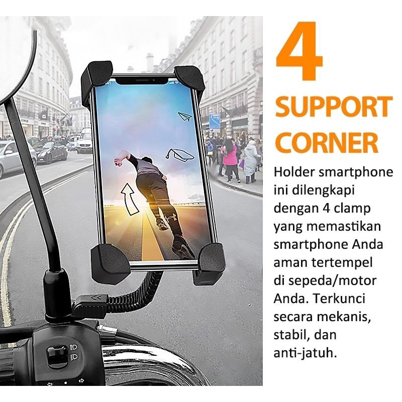 Phone Holder HP Motor Stand Bracket Dudukan Handphone